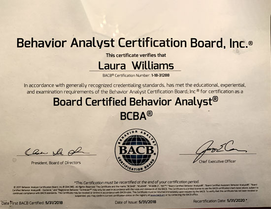 Board Certified Behavior Analyst Certificate